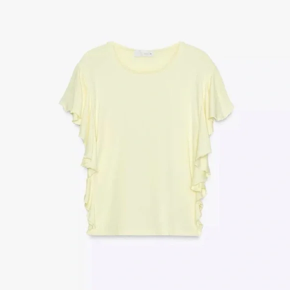 (#147)ZARA Ruffled Sleeve T-Shirt - Picture 4 of 7